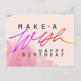 Cartão Postal Faça um Desejo Feliz Aniversário em Rosa