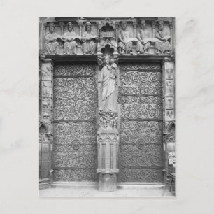 Cartão Postal Facade of Notre-Dame, portal esquerdo, Paris