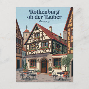Cartão Postal fachada de café Rothenburg ob der Tauber Alemanha
