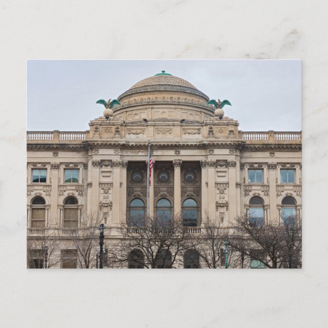 Cartão Postal fachada de marco milwaukee postc da biblioteca púb (Frente)