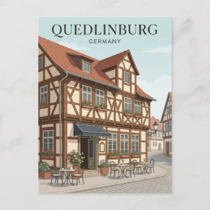 Cartão Postal Fachada do Café do Centro Histórico de Quedlinburg