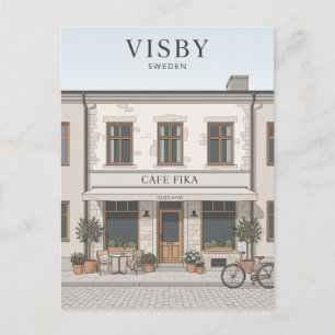 Cartão Postal fachada do café Visby Suécia