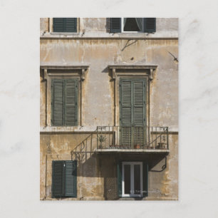 Cartão Postal fachada do edifício com uma varanda e obturada