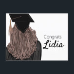 Cartão Postal Faculdade de Graduação Garota de Ensino Médio Grad<br><div class="desc">Ilustração Animada de Graduação</div>