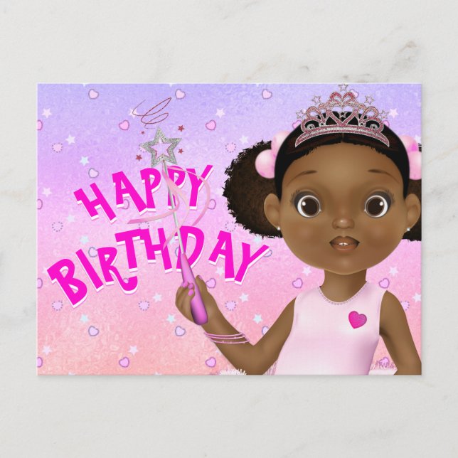 Cartão Postal Fada Africana-Americana Princesa Ballerina Poem (Frente)