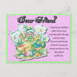 Cartão Postal Fada Amiga Aniversário