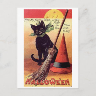 Cartão Postal Fada Amiga Vintage Halloween