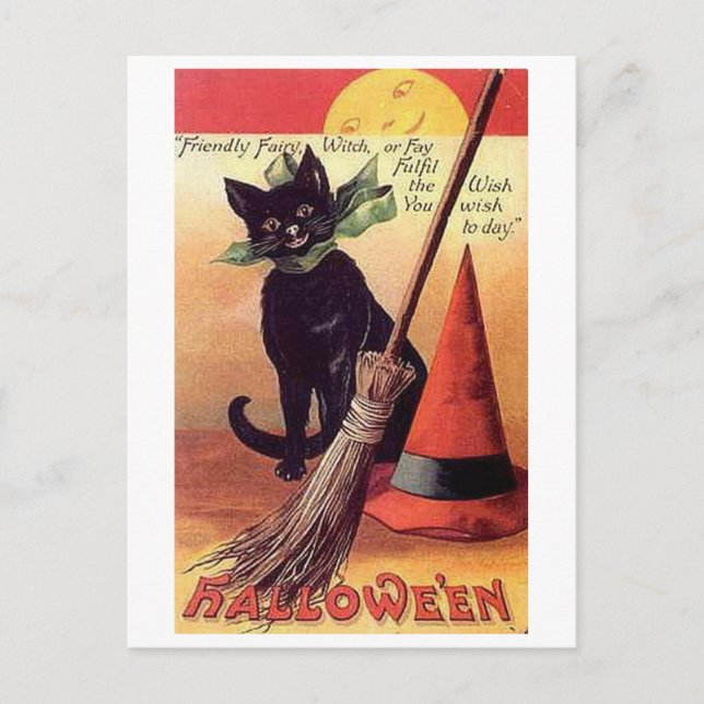 Cartão Postal Fada Amiga Vintage Halloween (Frente)