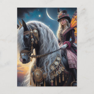 Cartão Postal Fada cavalga cavalo cigano vanner