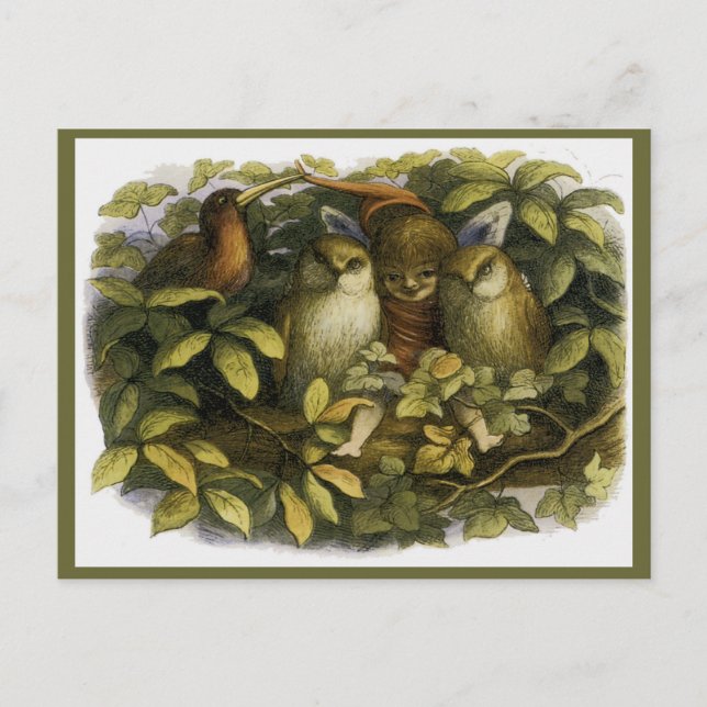 Cartão Postal "Fada com Corujas" por Doyle (Frente)