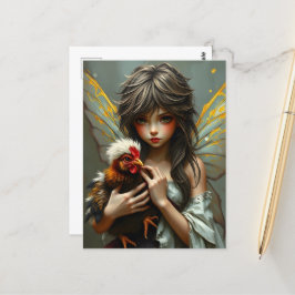 Cartão Postal Fada com frango