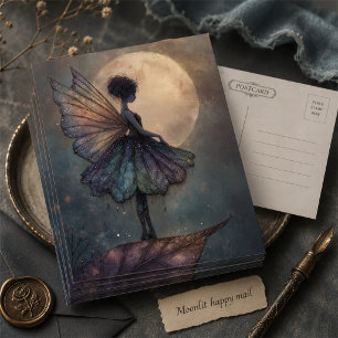 Cartão Postal Fada da Luz da Lua Enfeitiçada Fantasia Aquarela