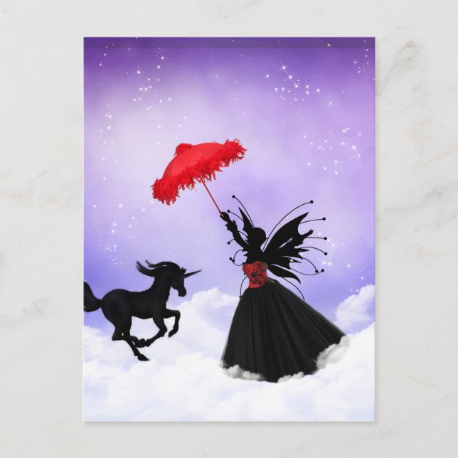 Cartão Postal fada dançante com unicórnio (Frente)