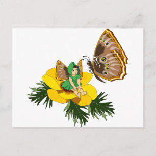 Cartão Postal Fada de Borboleta Verde