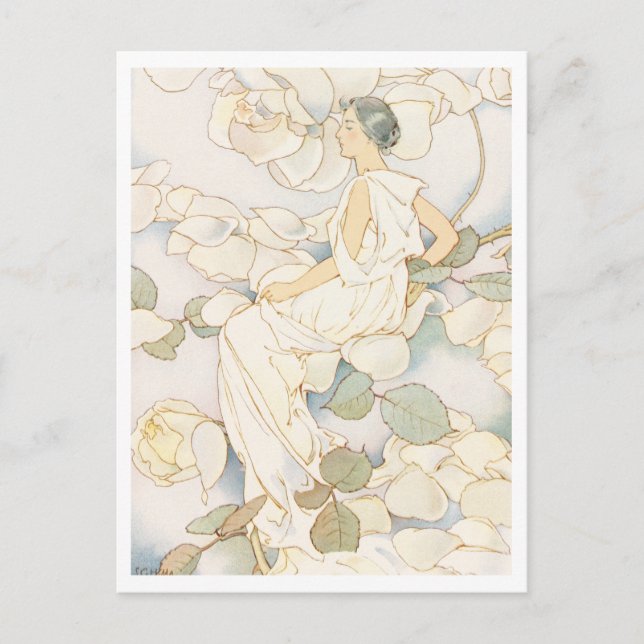 Cartão Postal Fada de Flor, Laura Coombs Colinas, Arte (Frente)