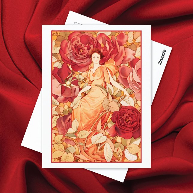 Cartão Postal Fada De Flor Vermelha Com Rosas De Sonho (Criador carregado)