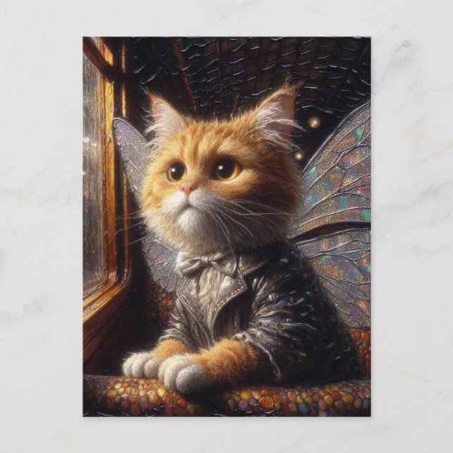 Cartão Postal Fada De Gato Adorável (Frente)