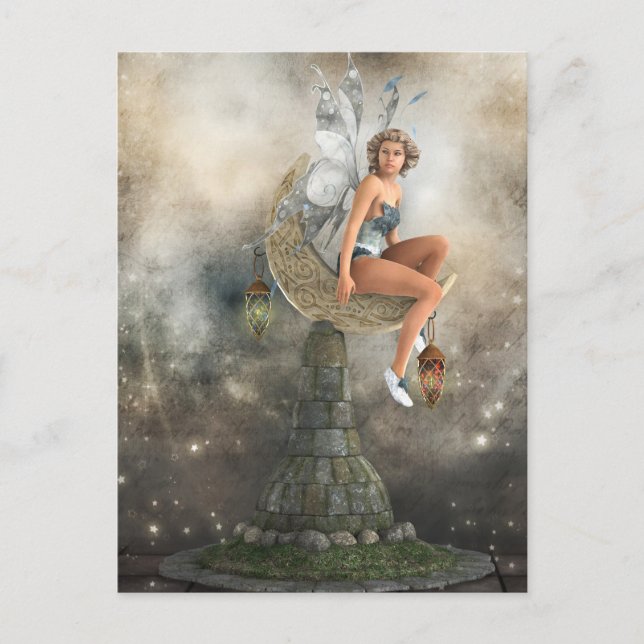 Cartão Postal Fada de Lua Preguiçosa (Frente)