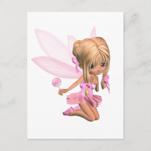 Cartão Postal Fada de Toon Ballerina, de cor rosa - ajoelhada