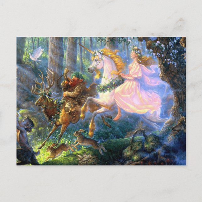 Cartão Postal fada de unicórnio (Frente)