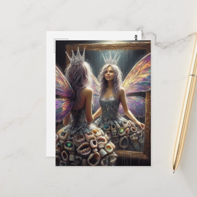 Cartão Postal Fada dentária em seu vestido de doçura (Frente/Verso In Situ)