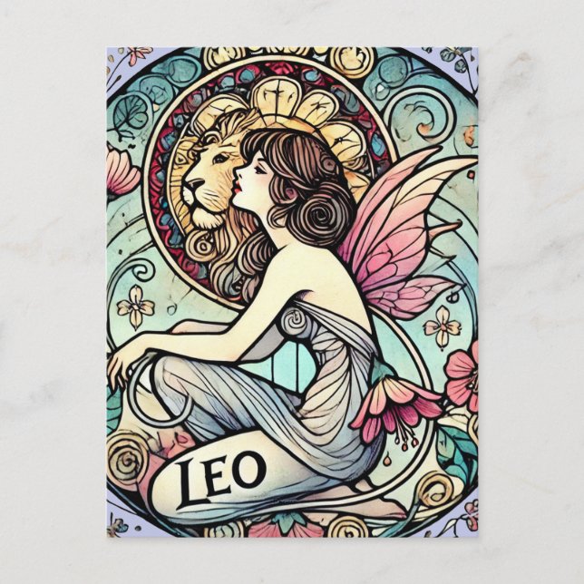 Cartão Postal Fada do signo de Leão Astrologia Signo Fadas       (Frente)