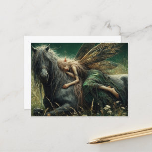 Cartão Postal Fada dormindo em seu cavalo