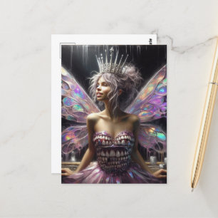 Cartão Postal Fada dos dentes em seu vestido feita de dentes