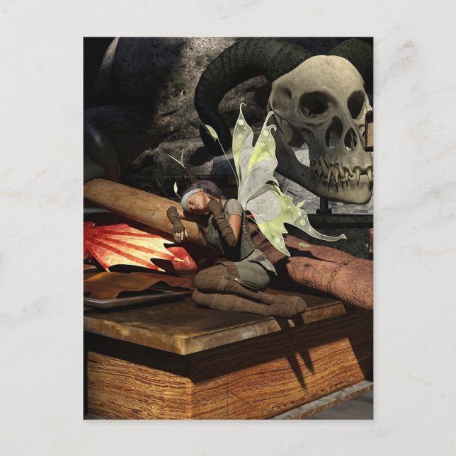 Cartão Postal Fada e Caveira de Halloween (Frente)