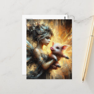 Cartão Postal Fada e seu Piglet