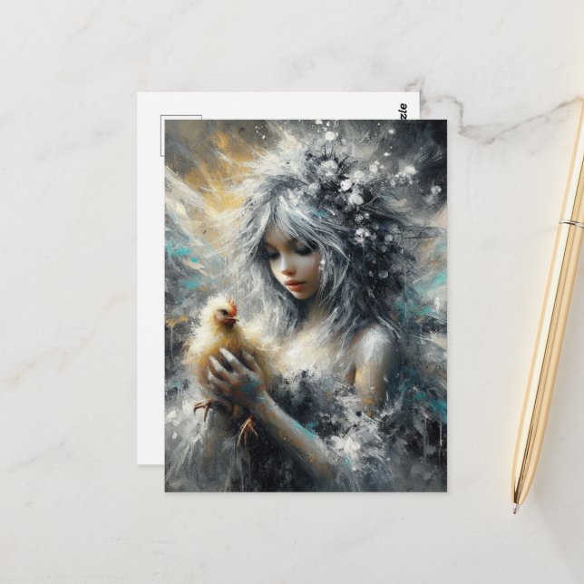 Cartão Postal Fada e seu Pintinho Pequeno Buff (Frente/Verso In Situ)