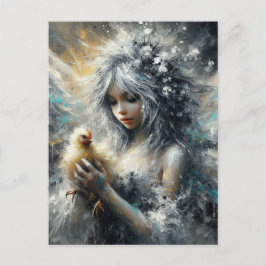 Cartão Postal Fada e seu Pintinho Pequeno Buff