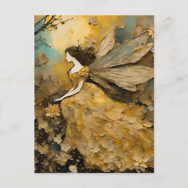 Cartão Postal Fada em amarelo (Frente)