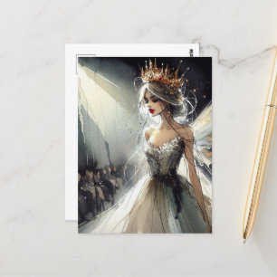 Cartão Postal Fada em Moda com Aquarela