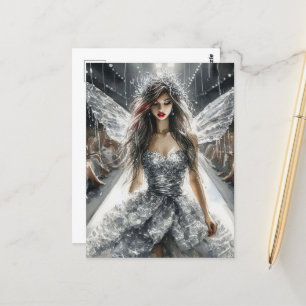 Cartão Postal Fada em Moda com Aquarela