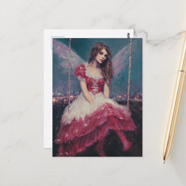 Cartão Postal Fada em um balanço (Frente/Verso In Situ)