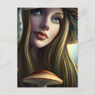 Cartão Postal Fada Fairytale Mushroom