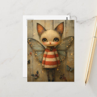 Cartão Postal Fada Gatinha Adorável