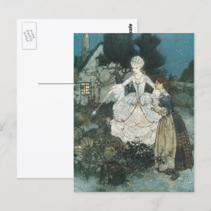 Cartão Postal Fada Madrinha da Cinderela Vintage por Edmund Dula