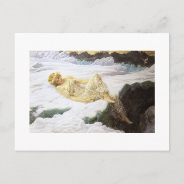 Cartão Postal Fada no topo da montanha de neve (Frente)