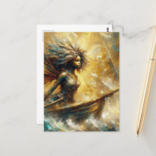 Cartão Postal Fada num Barco