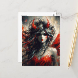 Cartão Postal Fada num vestido vermelho