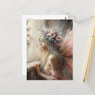 Cartão Postal Fada Olhando Pela Janela