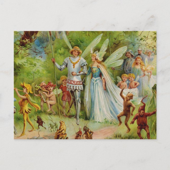 Cartão Postal Fada Prince e Thumbelina na Madeira Mágica (Frente)