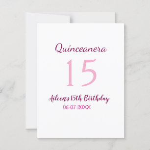 Cartão Postal Fada rosa 15º aniversário simples moder quinceaner