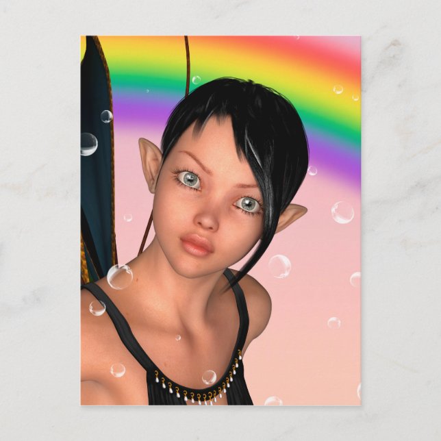 Cartão Postal Fada sob arco-íris (Frente)