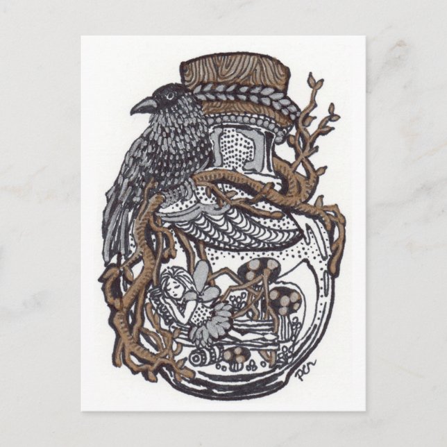 Cartão Postal Fada Sonolenta Na Garrafa (Frente)