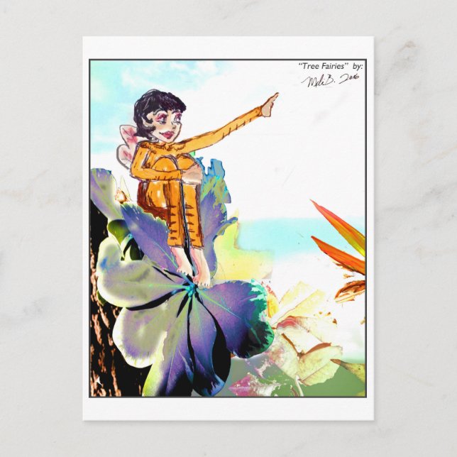 Cartão Postal Fadas 4 da árvore (Frente)
