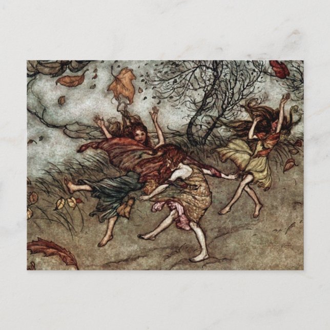 Cartão Postal “Fadas de Outono” por Arthur Rackham (Frente)