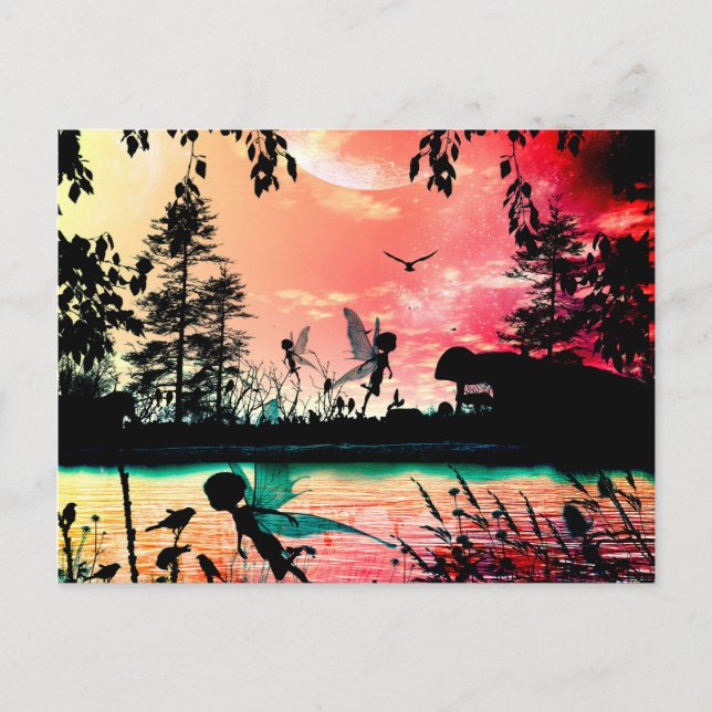 Cartão Postal Fadas e aves de capoeira (Frente)